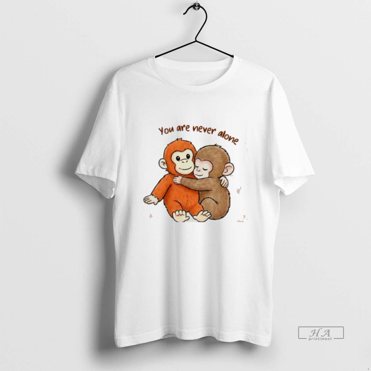 Official Baby Monkey With Plush Toy You Are Never Alone Tee Hoodie, Sweatshirt | HypeDripTees.com