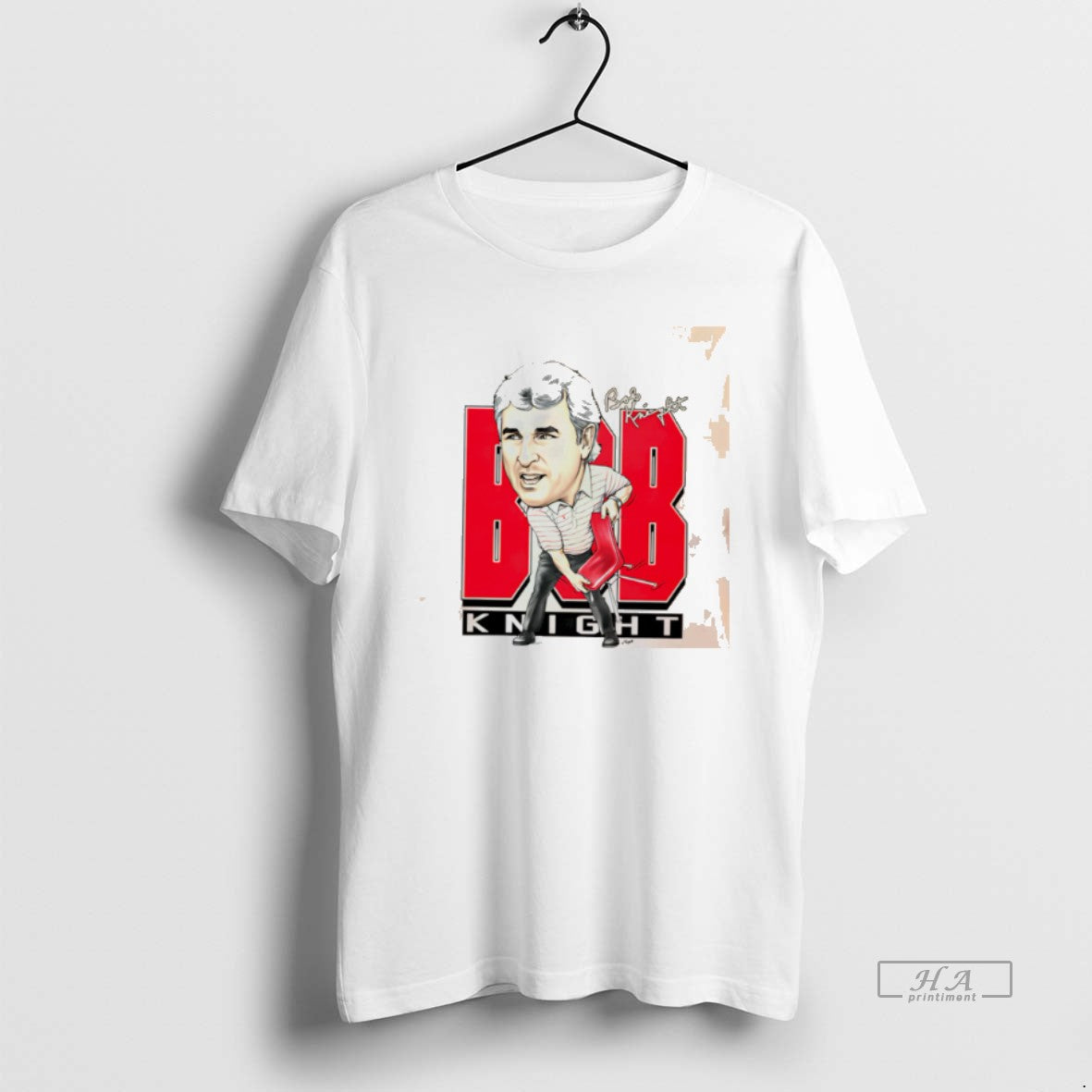 Official Bob Knight Chair Throw Caricature Signature Tee Hoodie, Sweatshirt | HypeDripTees.com