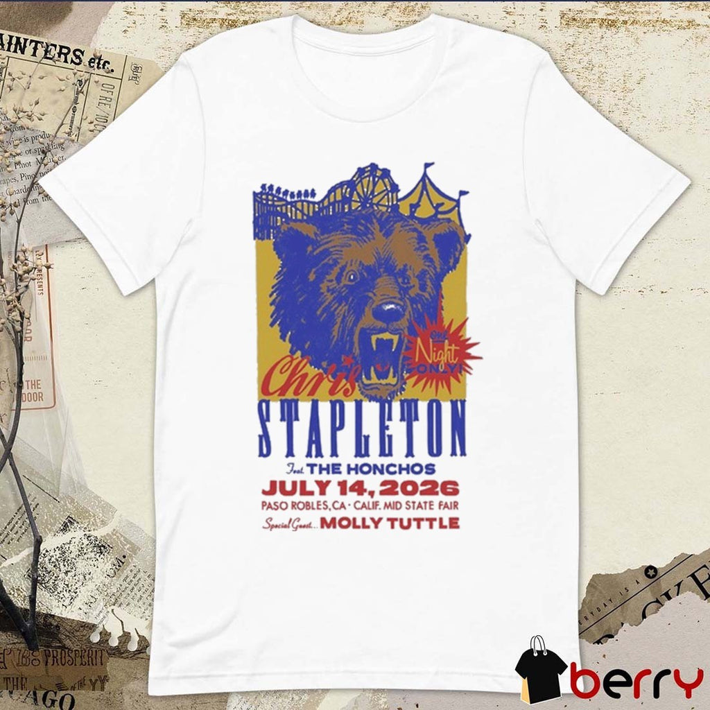 Chris Stapleton July 14 2026 In Paso Robles CA Calif Mid State Fair t-shirt