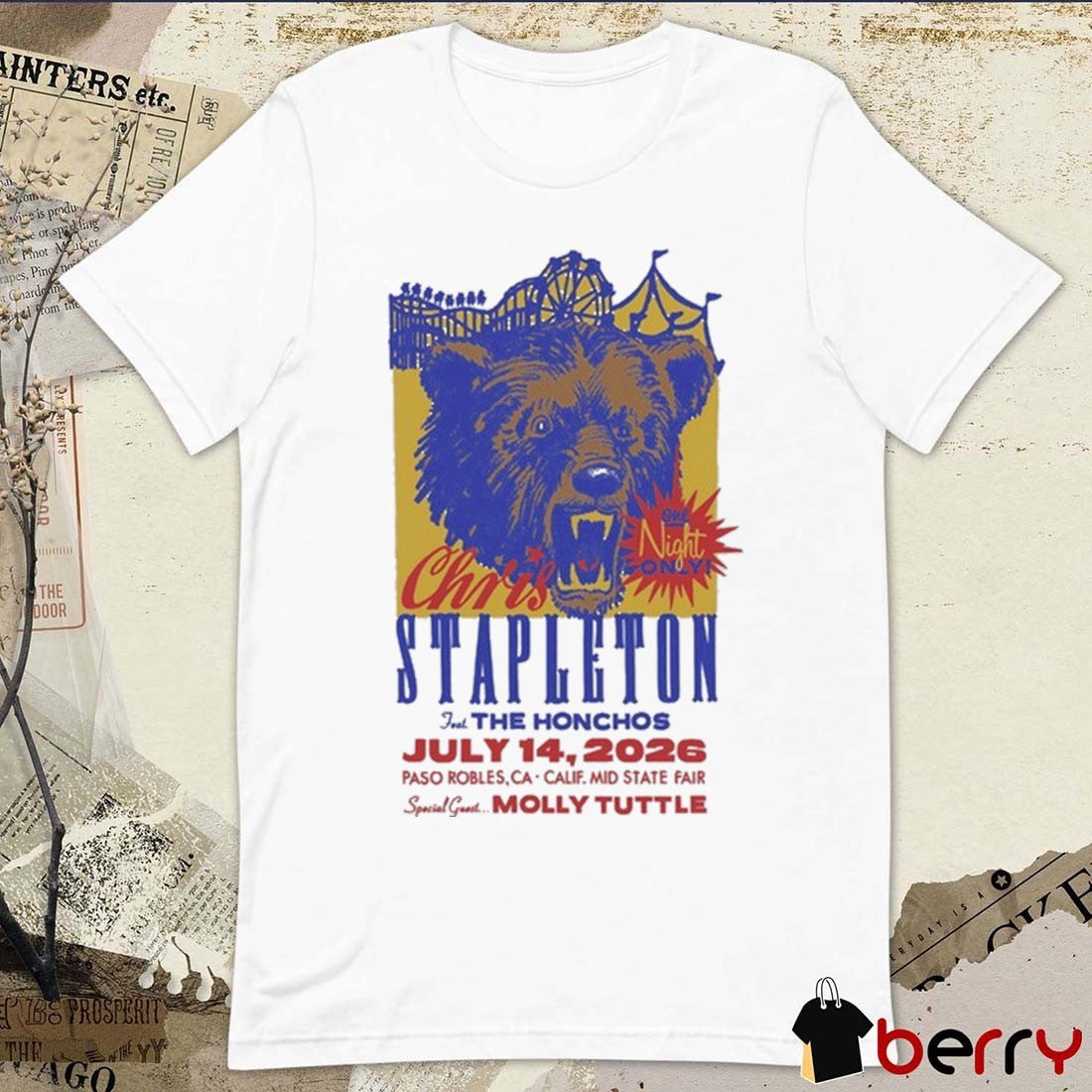 Chris Stapleton July 14 2026 In Paso Robles CA Calif Mid State Fair t-shirt