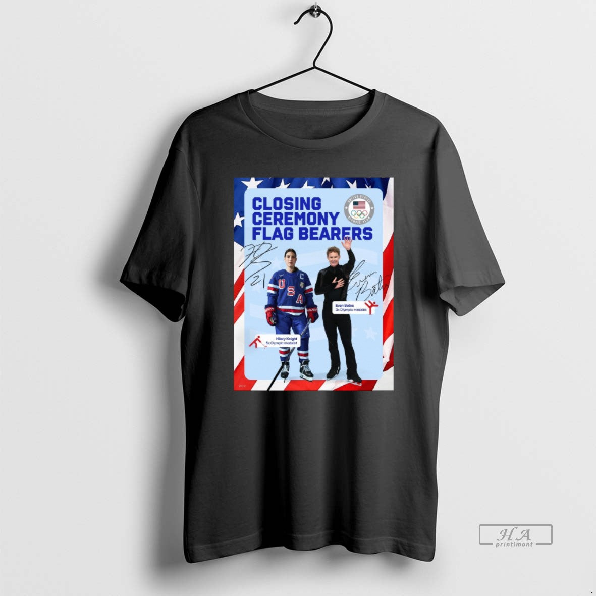 Official Closing Ceremony Olimpic Train Flag Bearers Hilary Knight And Evan Bates 2026 Winter Olympics T-Shirts, Hoodie,...