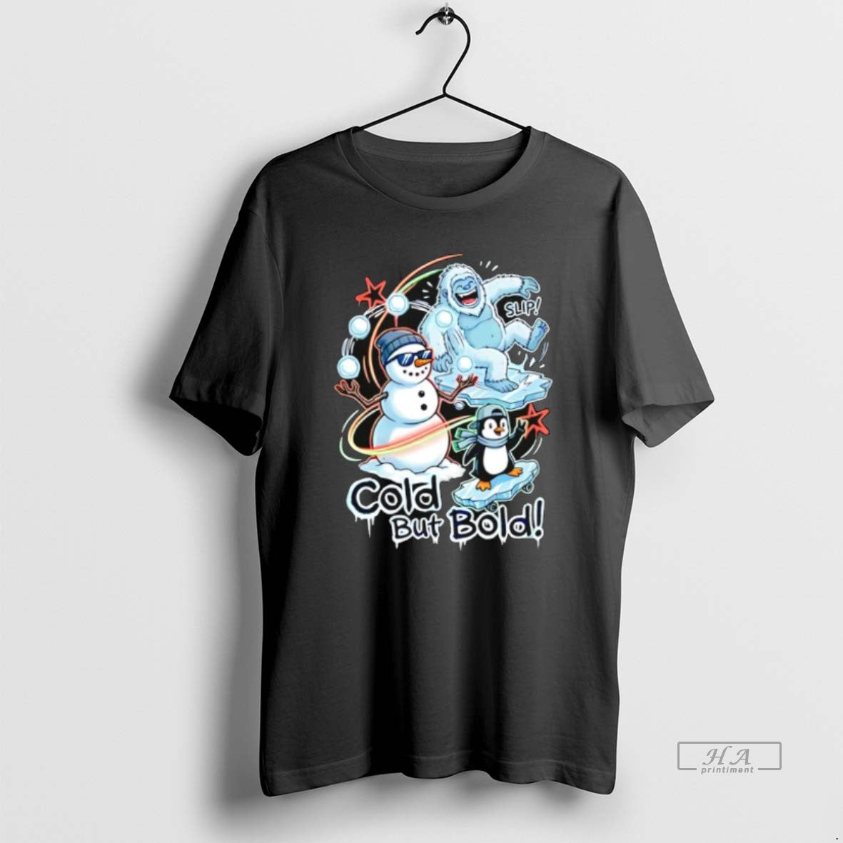 Official Cold But Bold Funny Snowman Yeti And Penguin Urban Christmas