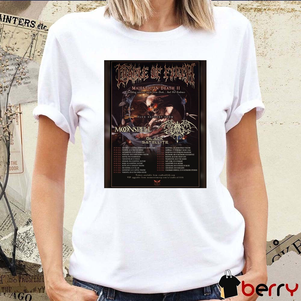 Cradle of Filth’s Poster Majestic In Death II North American tour 2026 t-shirt