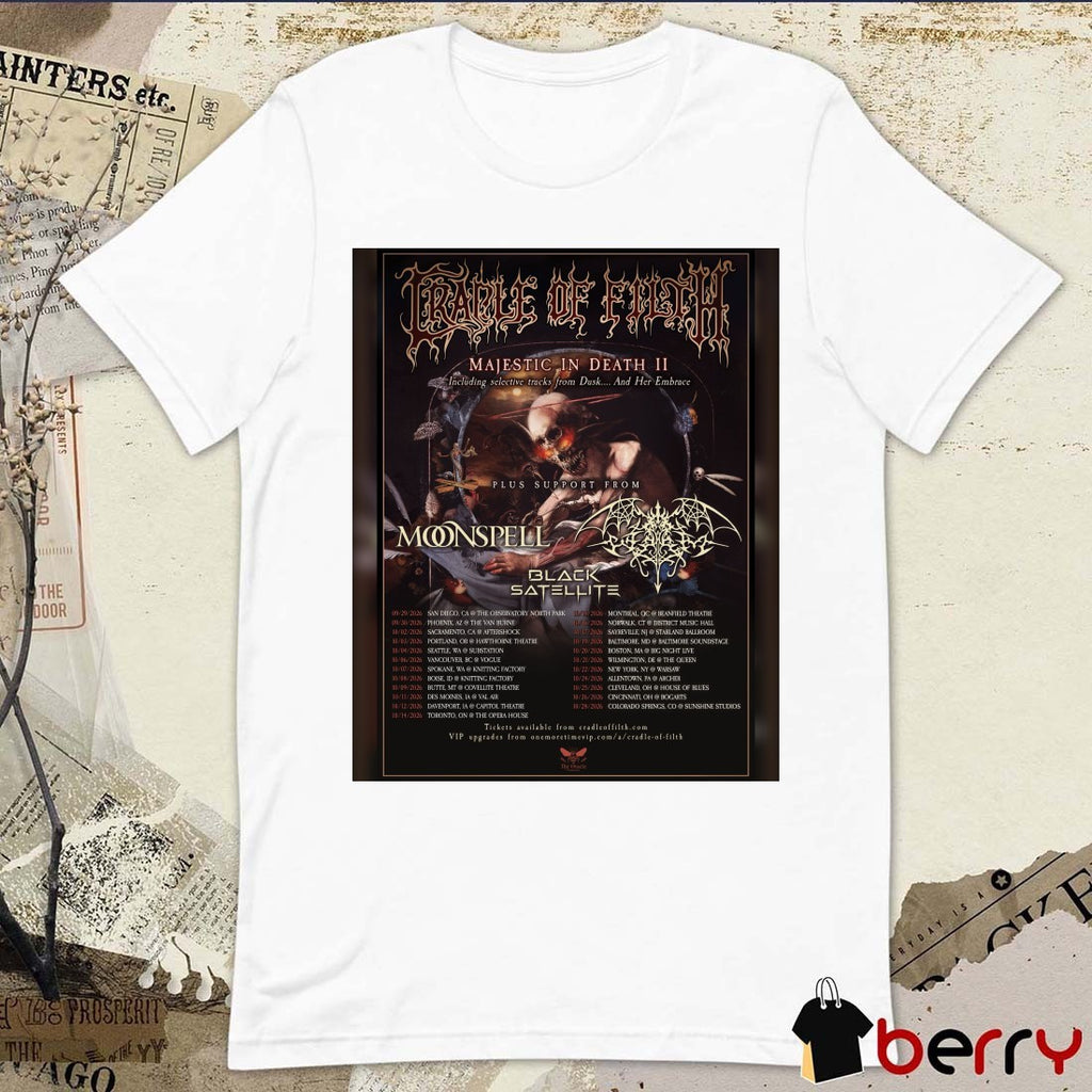 Cradle of Filth’s Poster Majestic In Death II North American tour 2026 t-shirt