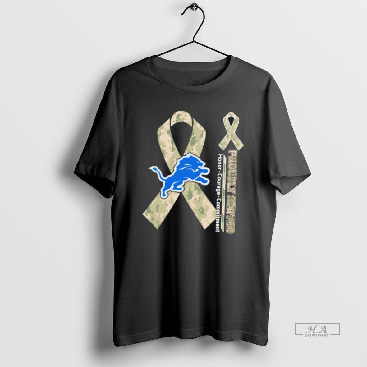 Official Detroit Lions Proudly Served Honor Courage Commitment Tee Hoodie, Sweatshirt | HypeDripTees.com