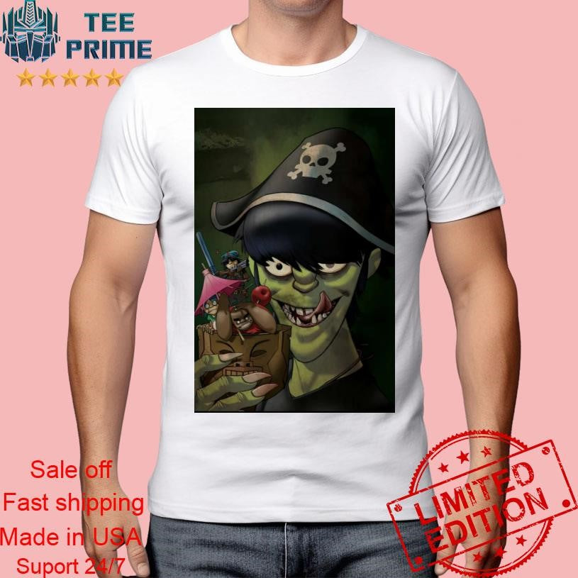 GORILLAZ Pirate Cocktail Poster Shirt