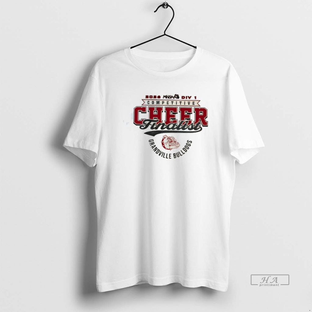 Official Grandville Bulldogs 2026 Mhsaa Cheer D1 Finalist Logo Tee
