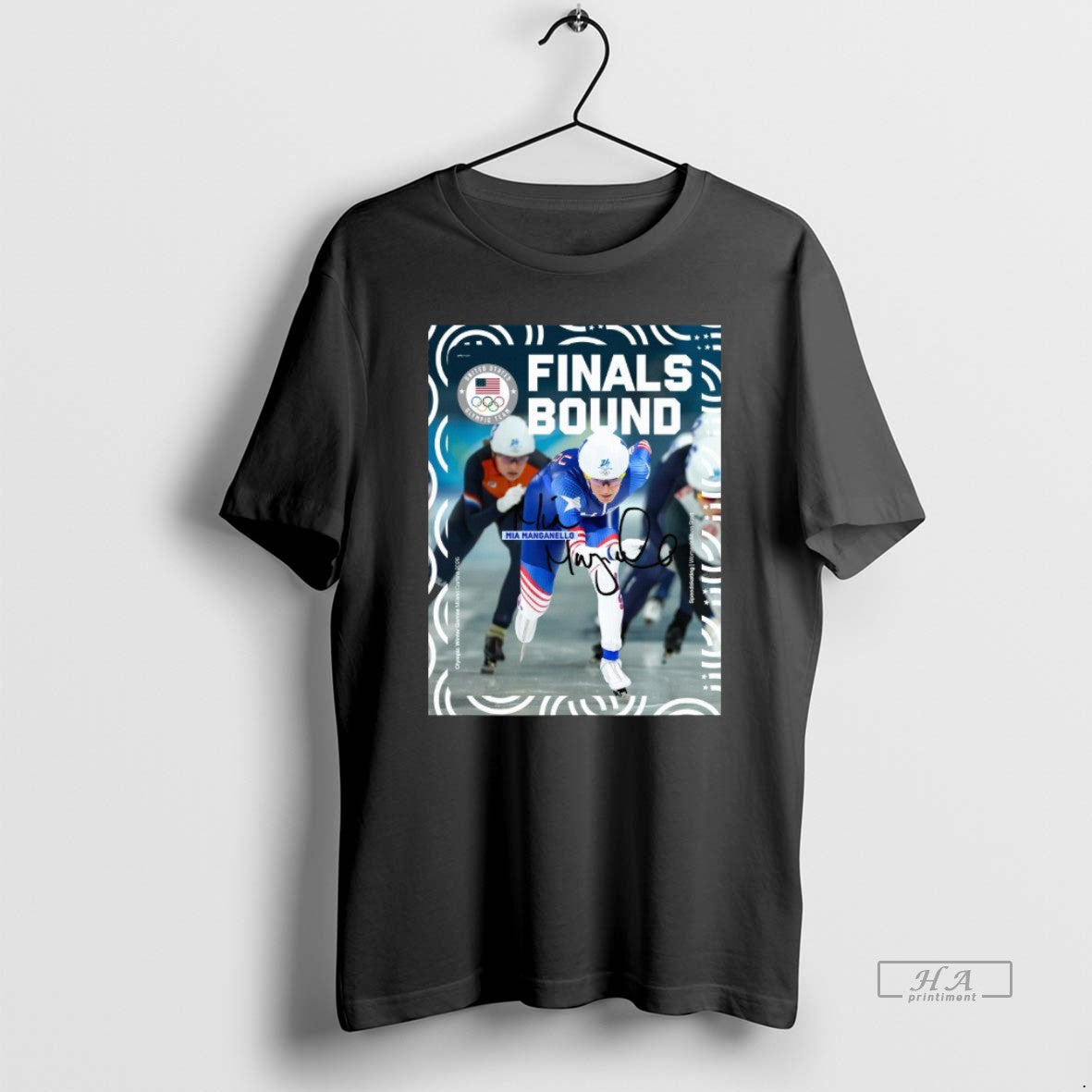 Official Mia Manganello Finals Bound Womens Mass Start Olympic Winter Games Milano Cortina 2026 Signature T-Shirts,...