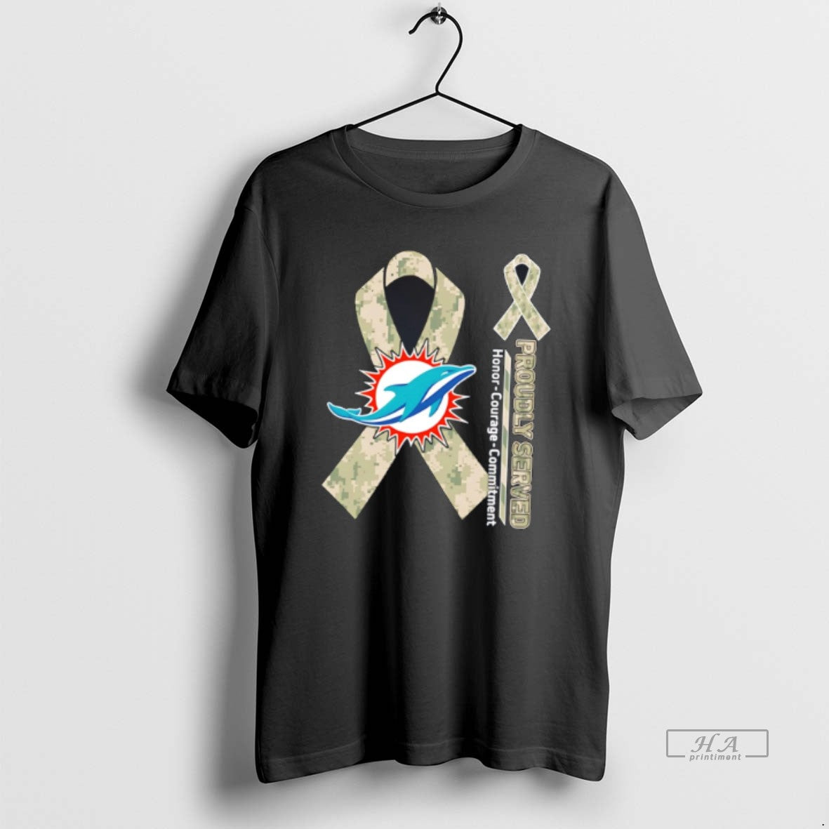 Official Miami Dolphins Proudly Served Honor Courage Commitment Tee Hoodie, Sweatshirt | HypeDripTees.com