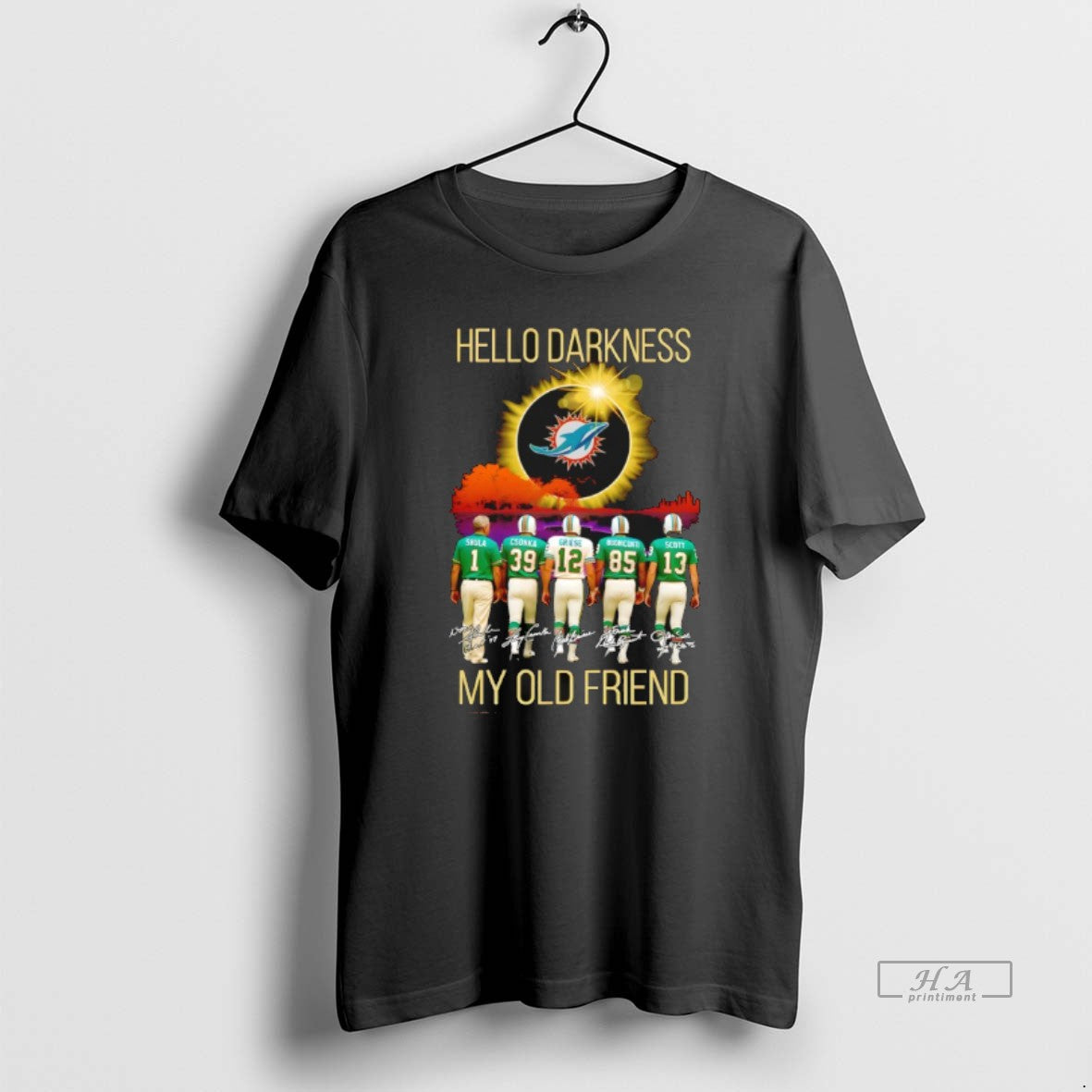Official Miami Dolphins Players Hello Darkness My Old Friend My Old Friend City Skyline T-Shirts, Hoodie, Sweatshirt