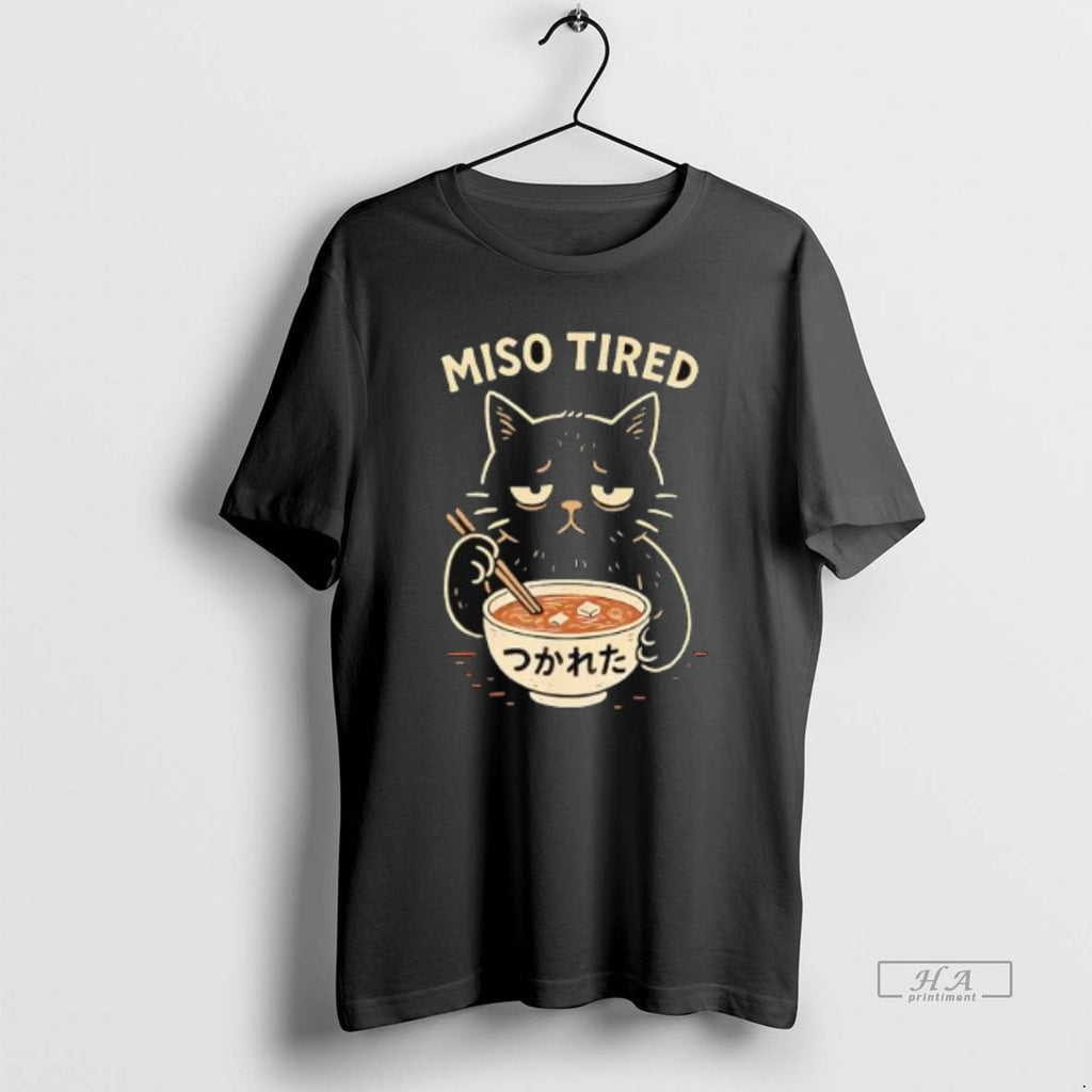 Official Miso Tired Cat Japanese Pun Ramen Humor