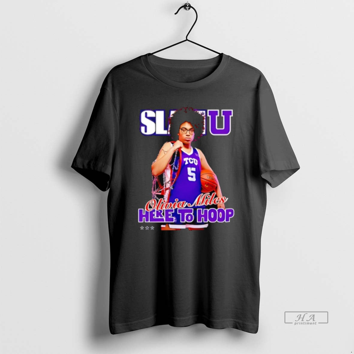 Official Olivia Miles 5 Tcu Horned Frogs Here To Hoop Slam Magazine T-Shirts, Hoodie, Sweatshirt | HypeDripTees.com