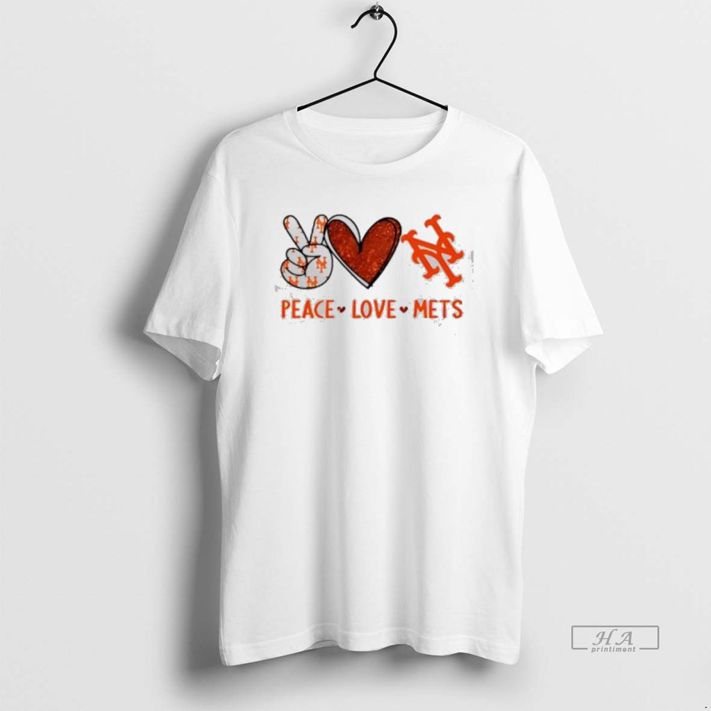 Official Peace Love Mets New York Baseball Hand Heart Graphics