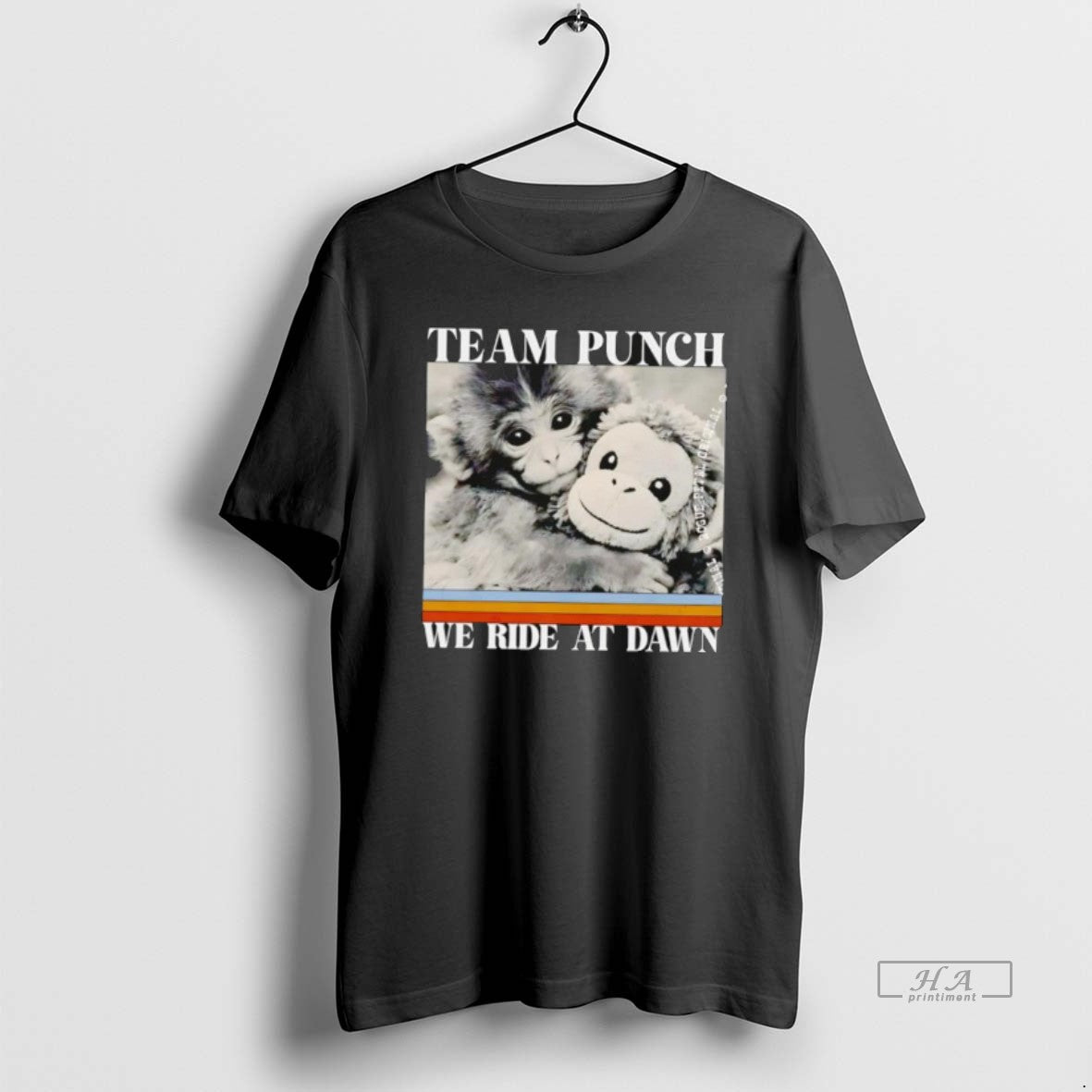 Official Team Punch We Ride At Dawn Monkey Hugging Plush T-Shirts, Hoodie, Sweatshirt | HypeDripTees.com