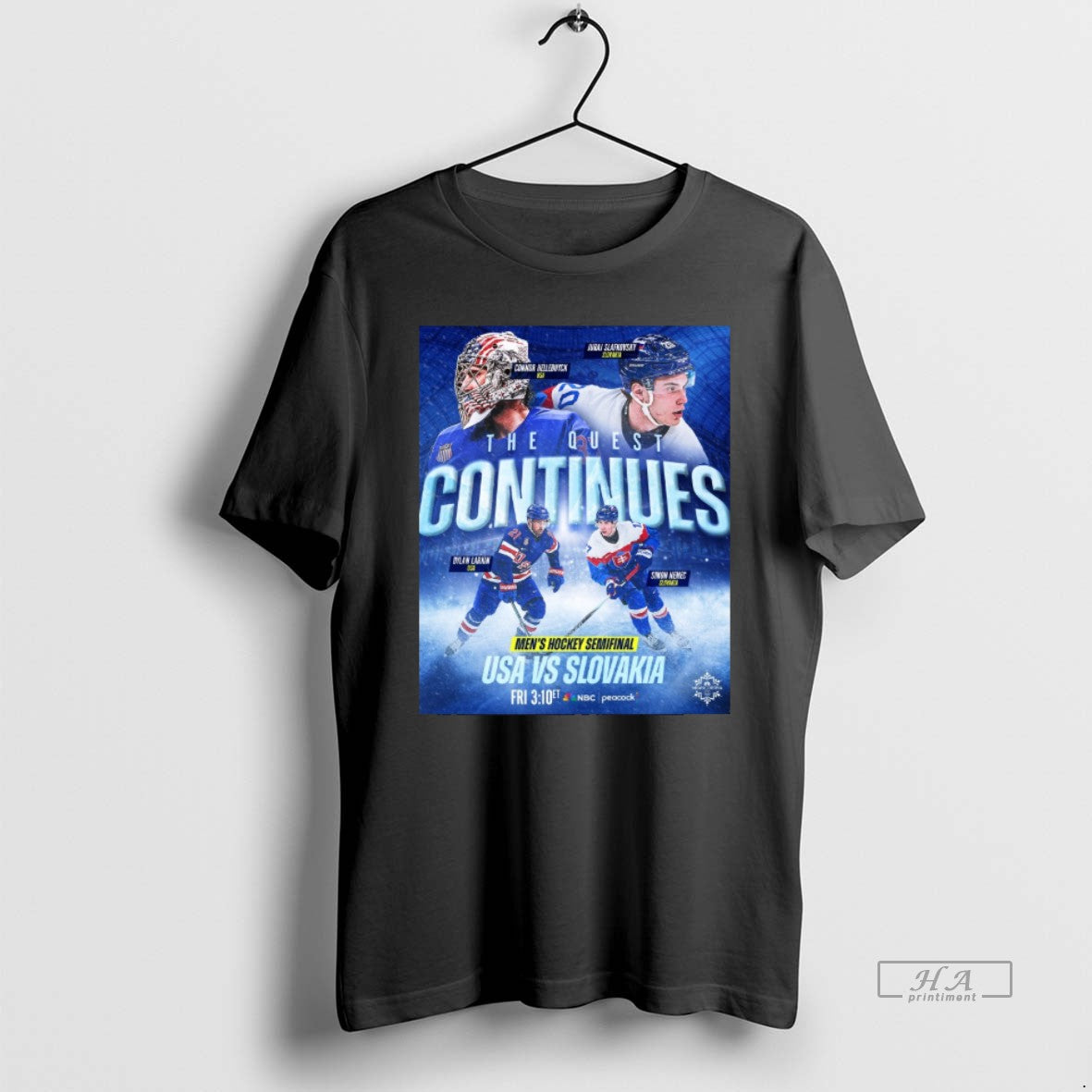 Official The Quest Continues Mens Hockey Semifinal Usa Vs Slovakia Milan Cortina 2026 Winter Olympics T-Shirts, Hoodie,...