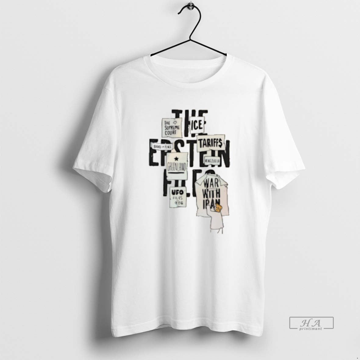 Official Trump Epstein List War In Iran Protest Sign Collage Tee Hoodie, Sweatshirt | HypeDripTees.com