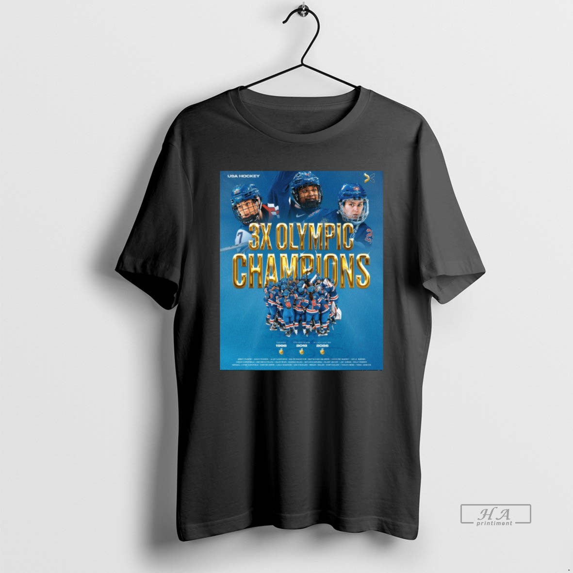 Official Usa Hockey 3x Champions Nagano 1998 Pyeongchang 2018 Milano Cortina 2026 T-Shirts, Hoodie, Sweatshirt