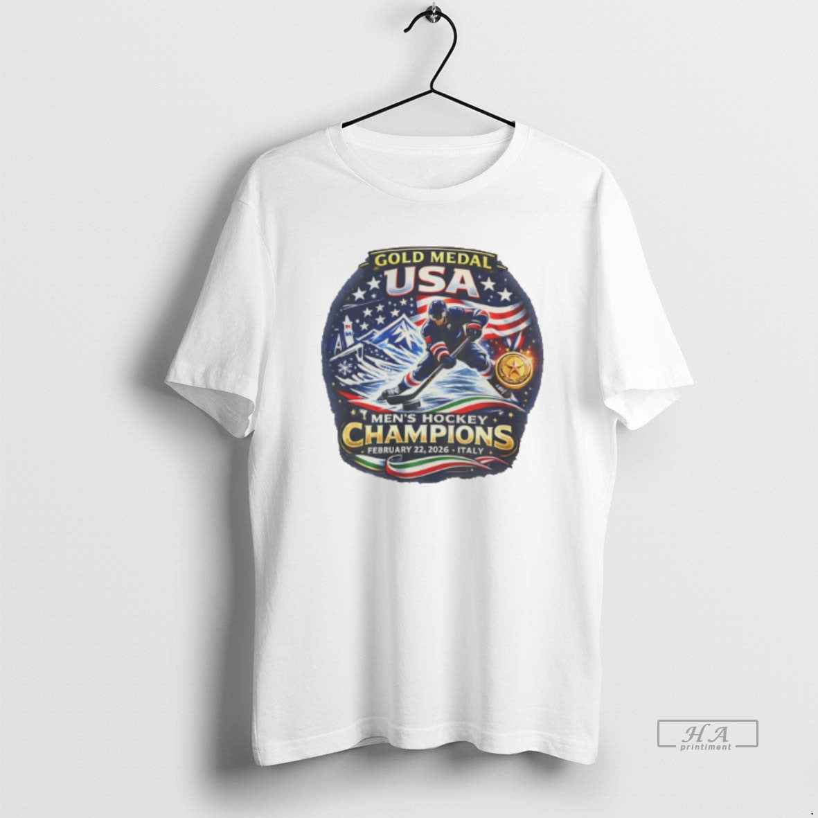 Official Usa Mens Hockey Gold Medal Italy 2026 Commemorative Tee Hoodie, Sweatshirt | HypeDripTees.com