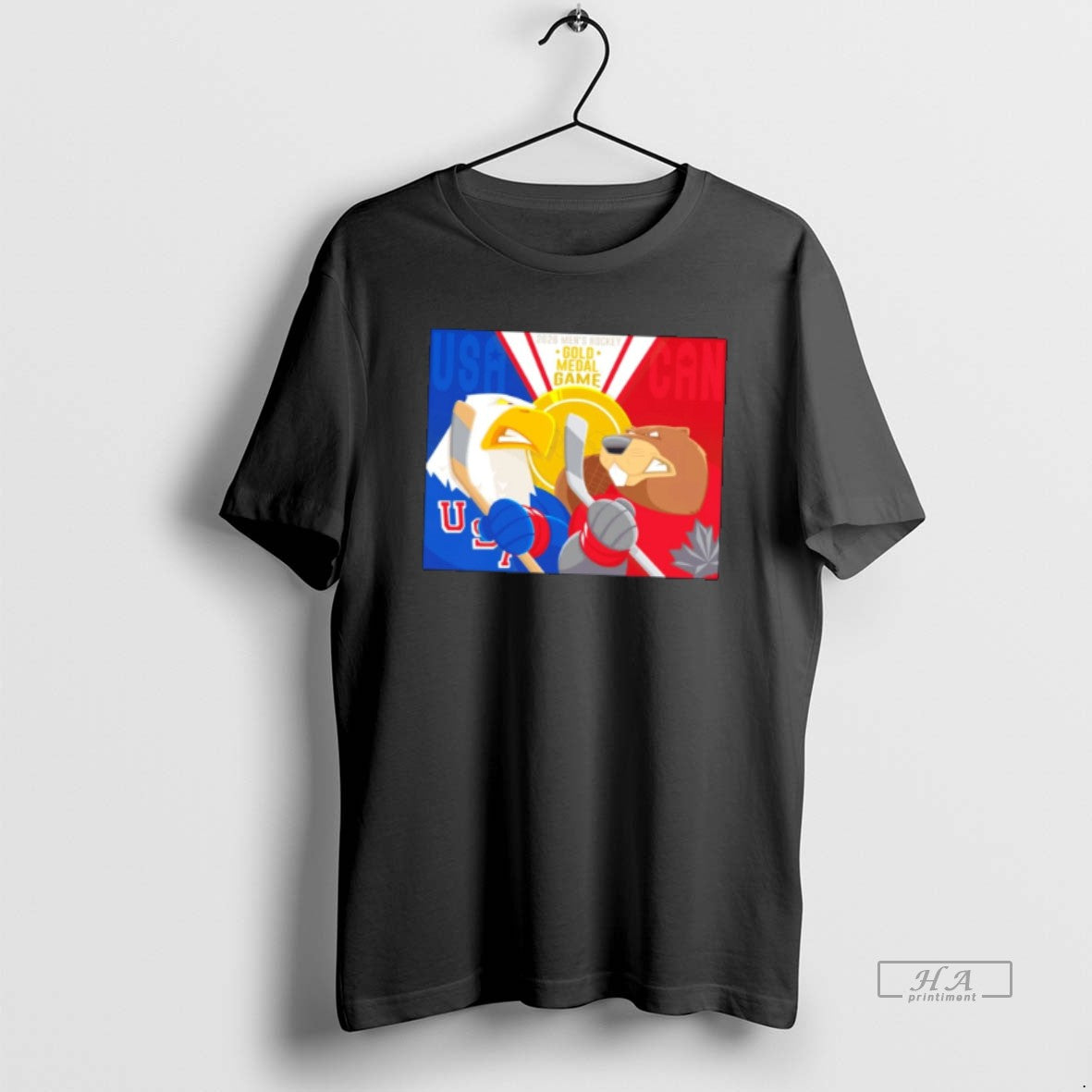 Official Usa Vs Canada 2026 Mens Hockey Gold Megal Game Mascot Tee Hoodie, Sweatshirt | HypeDripTees.com