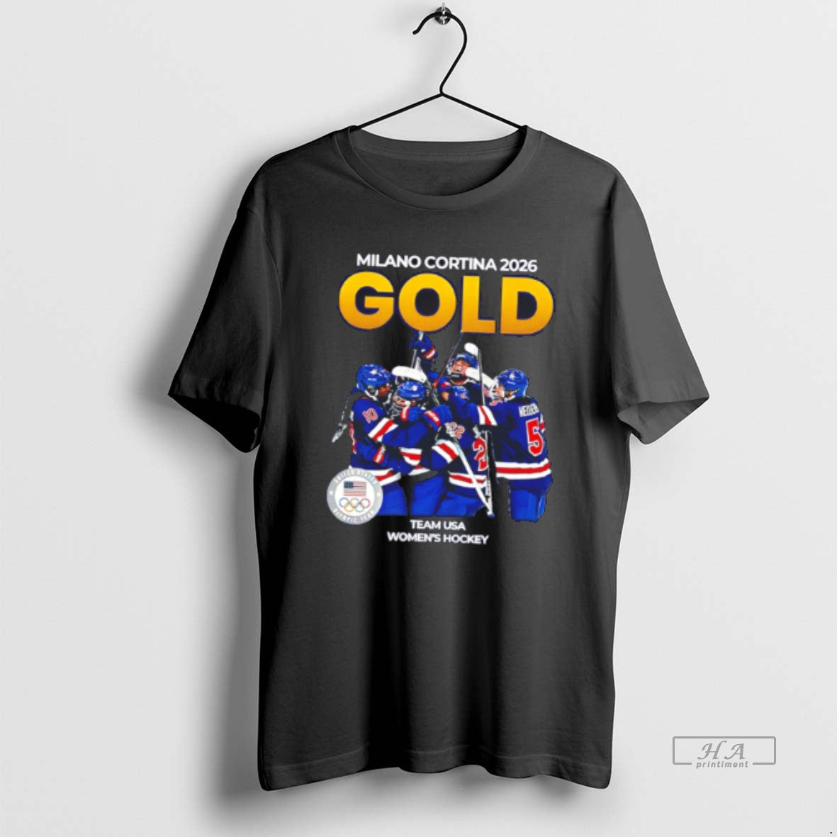 Official Usa Womens Hockey Gold Medal Milano Cortina 2026 Gold Tee Hoodie, Sweatshirt | HypeDripTees.com