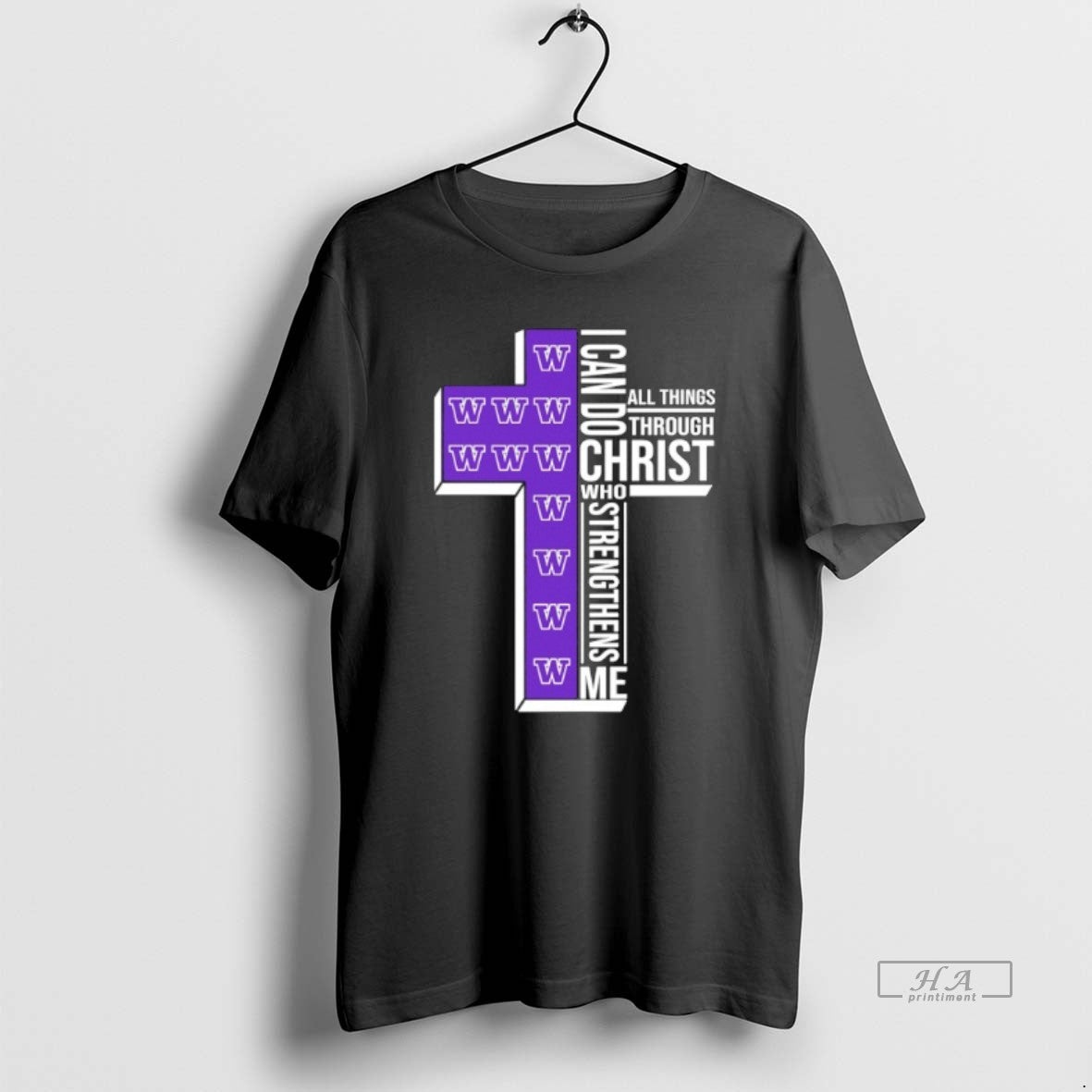 Official Washington Huskies Cross I Can Do All Things Through Christ Who Strengthen Me