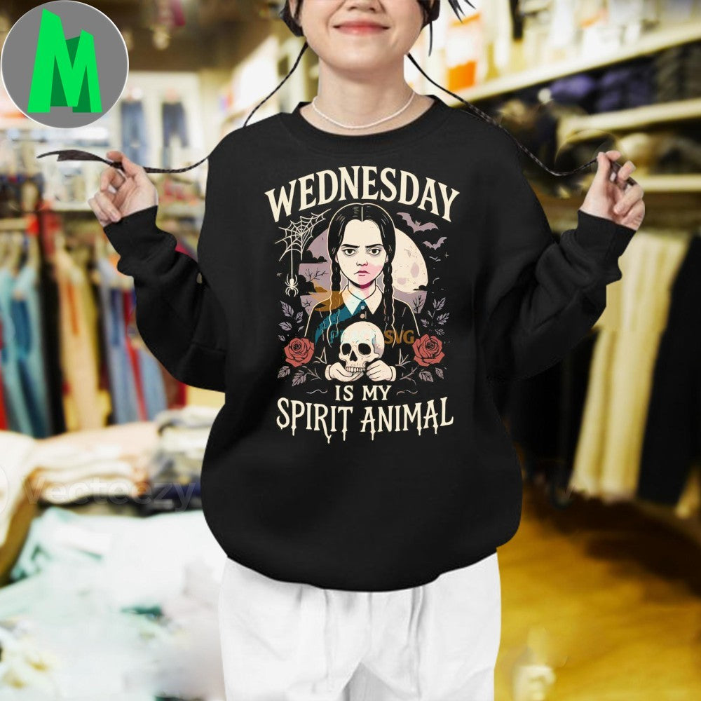 Wednesday Addams Is My Spirit Animal Gothic Halloween Shirt