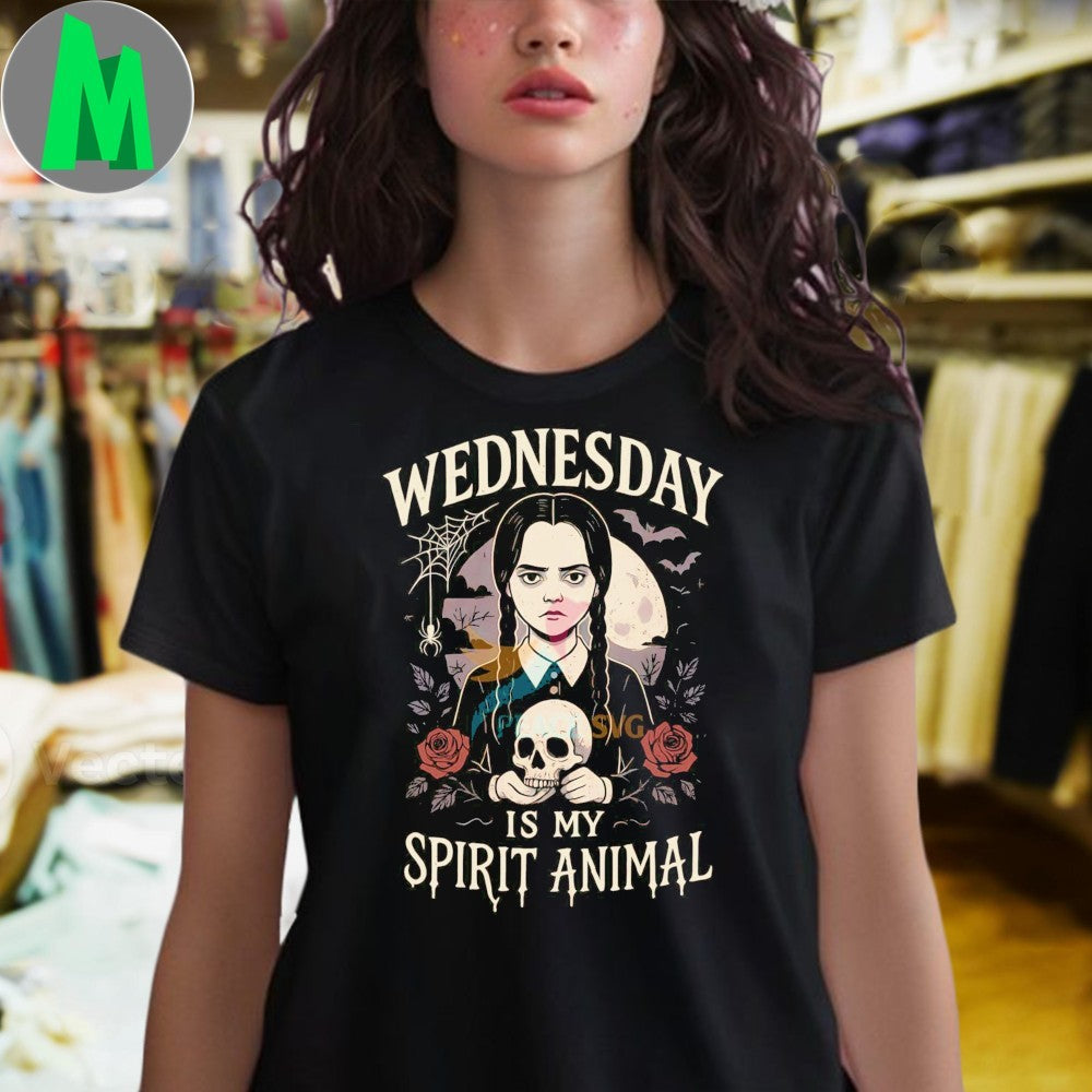 Wednesday Addams Is My Spirit Animal Gothic Halloween Shirt