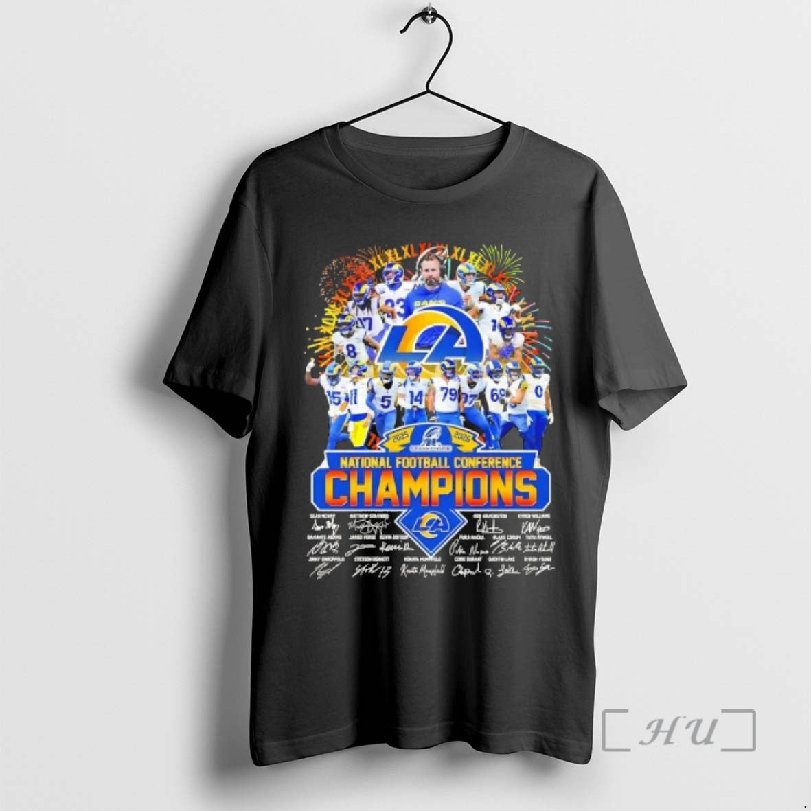 Officials 2025 26 National Football Conference Champions Sean Mcvay And Players Signatures Premium T Shirts Hoodie,...