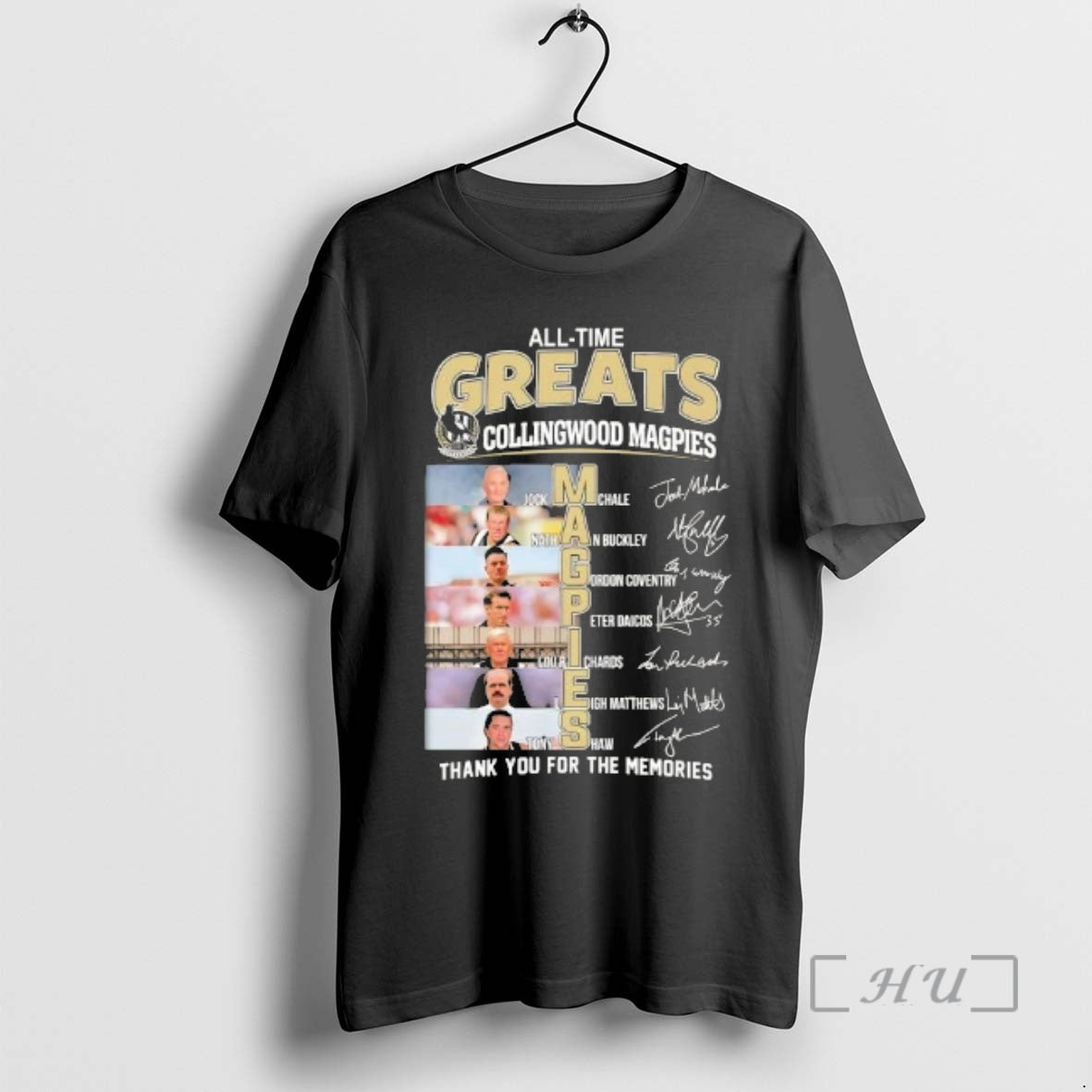 Officials All Time Greats Collingwood Magpies Players Names Thank You For The Memories Signatures Premium T-Shirts,...