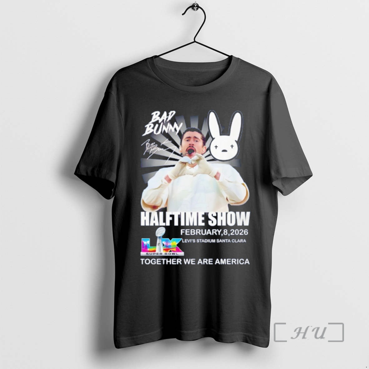 Officials Bad Bunny Halftime Show Together We Are America Signature T-Shirts, Hoodie, Sweatshirt | HypeDripTees.com