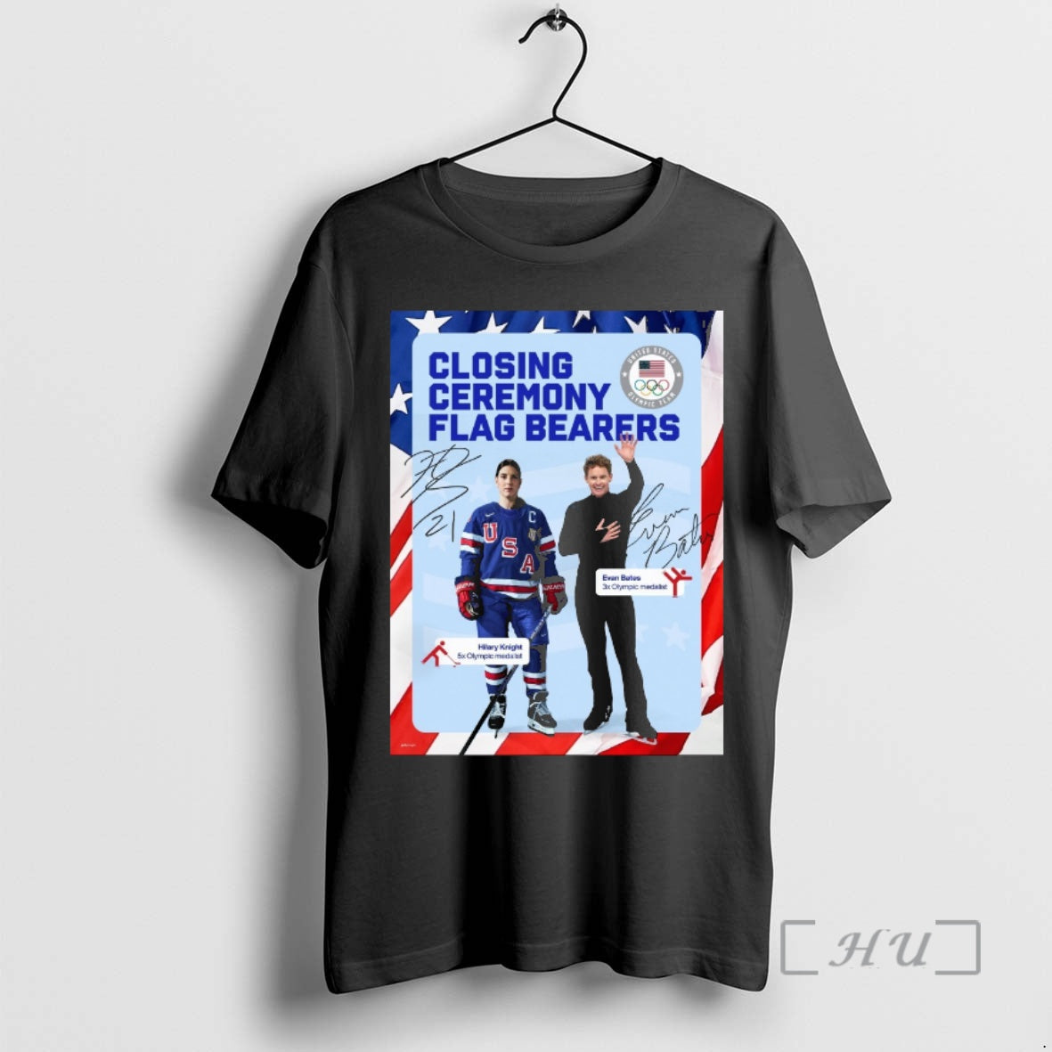 Officials Closing Ceremony Olimpic Train Flag Bearers Hilary Knight And Evan Bates 2026 Winter Olympics T-Shirts, Hoodie,...