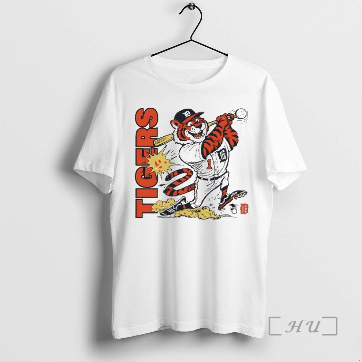 Officials Detroit Tigers Baseball Mascot Hitting A Ball Graphic