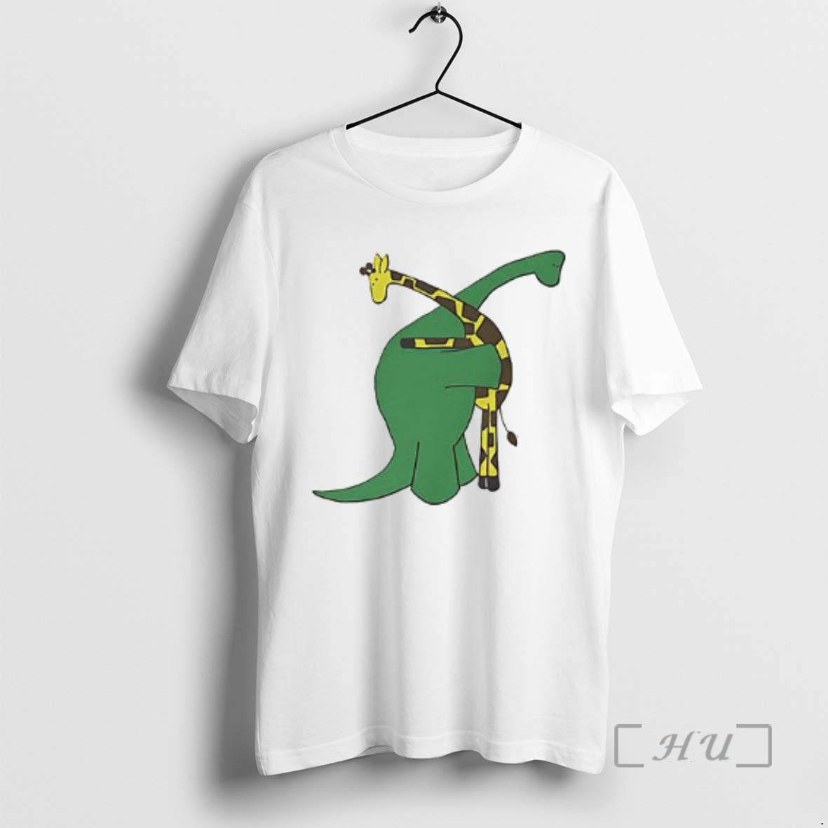 Officials Dinosaur Hugging A Giraffe Cartoon T-Shirts, Hoodie, Sweatshirt | HypeDripTees.com