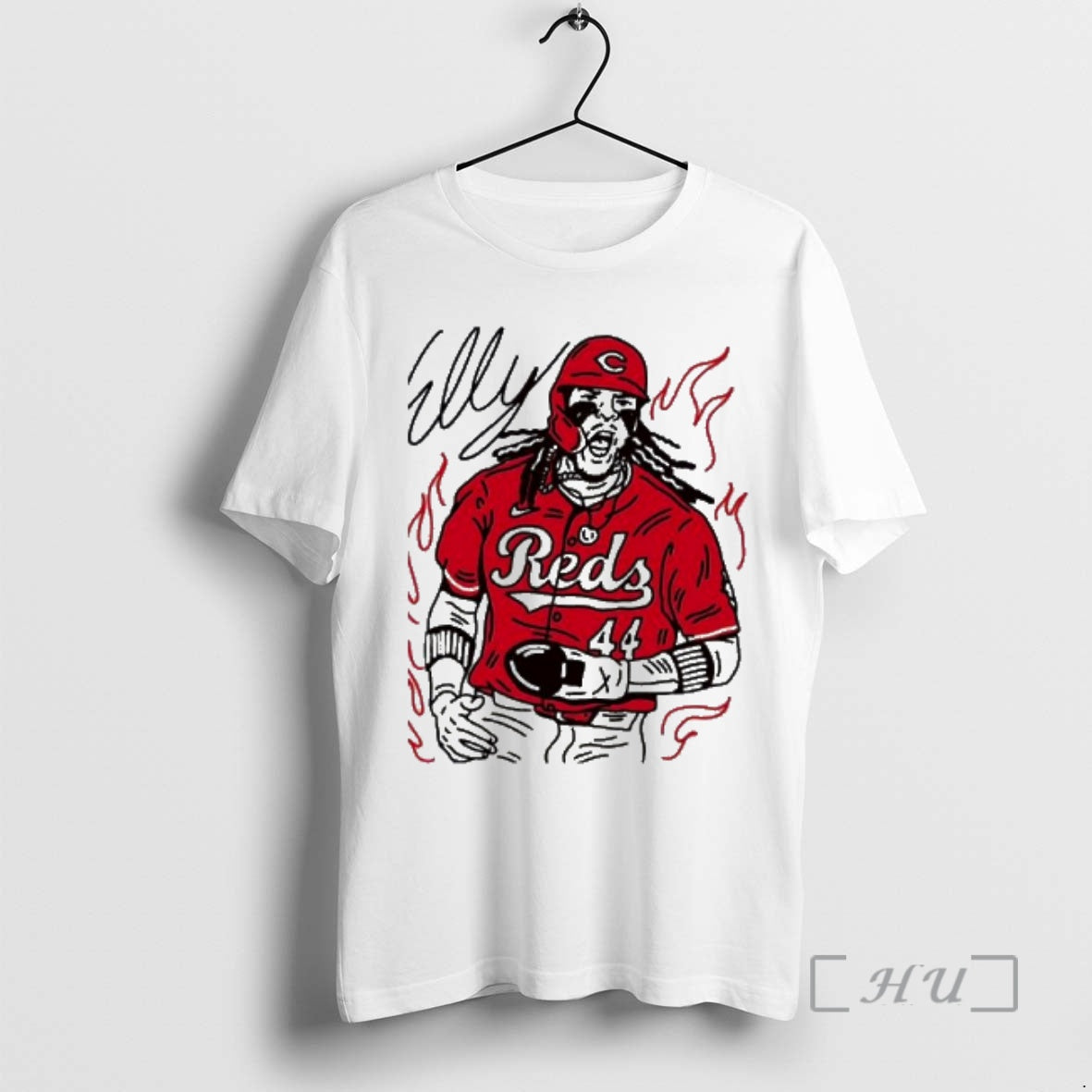 Officials Elly Reds 44 Baseball Player Action Illustration Graphic T-Shirts, Hoodie, Sweatshirt | HypeDripTees.com