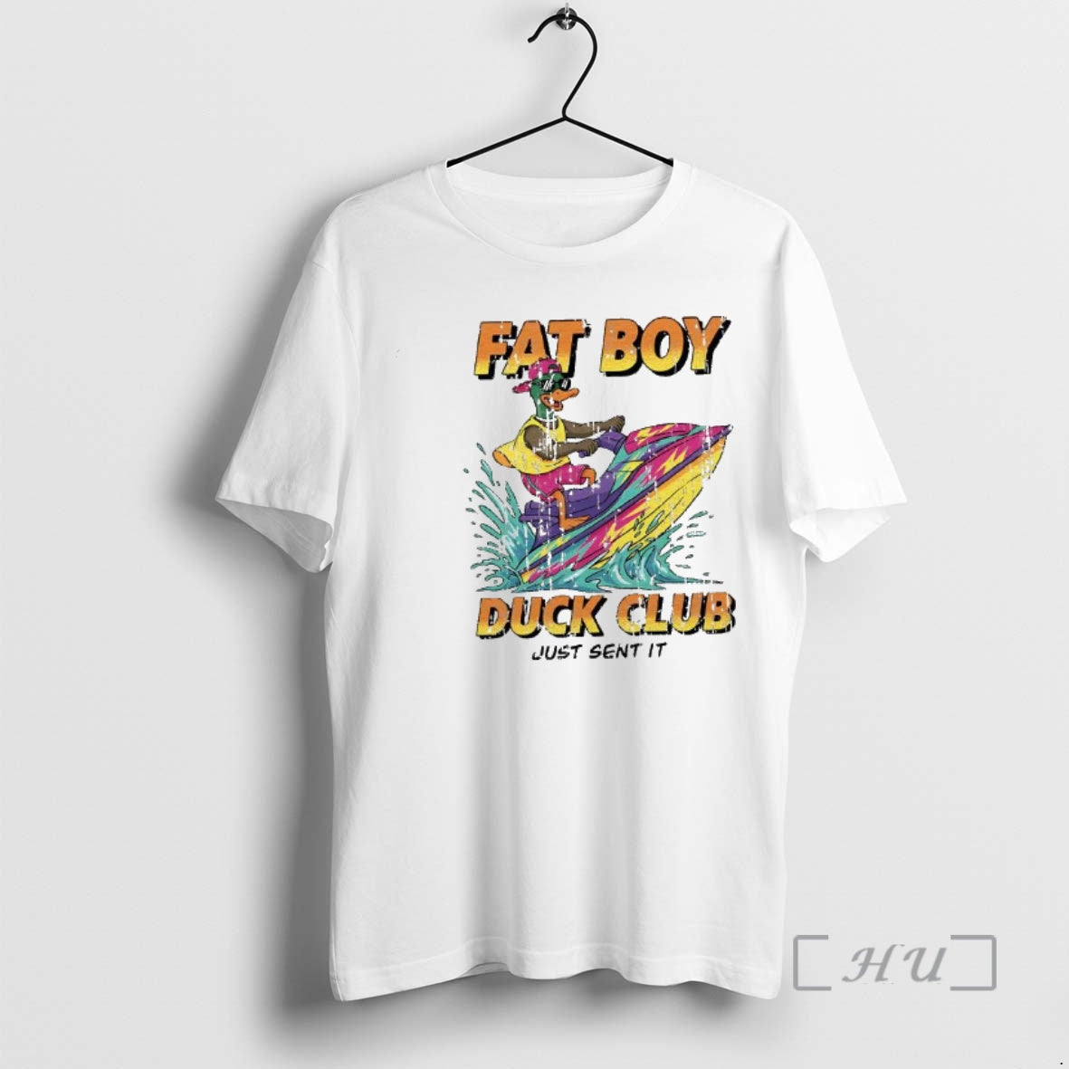 Officials Fat Boy Duck Club Just Sent It Duck Riding A Jet Ski Premium T-Shirts, Hoodie, Sweatshirt | HypeDripTees.com