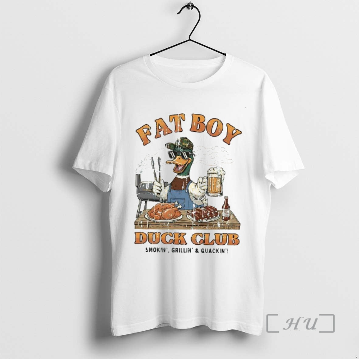 Officials Fat Boy Duck Club Smokin Grillin Quackin Grilled Cuisine T-Shirts, Hoodie, Sweatshirt | HypeDripTees.com