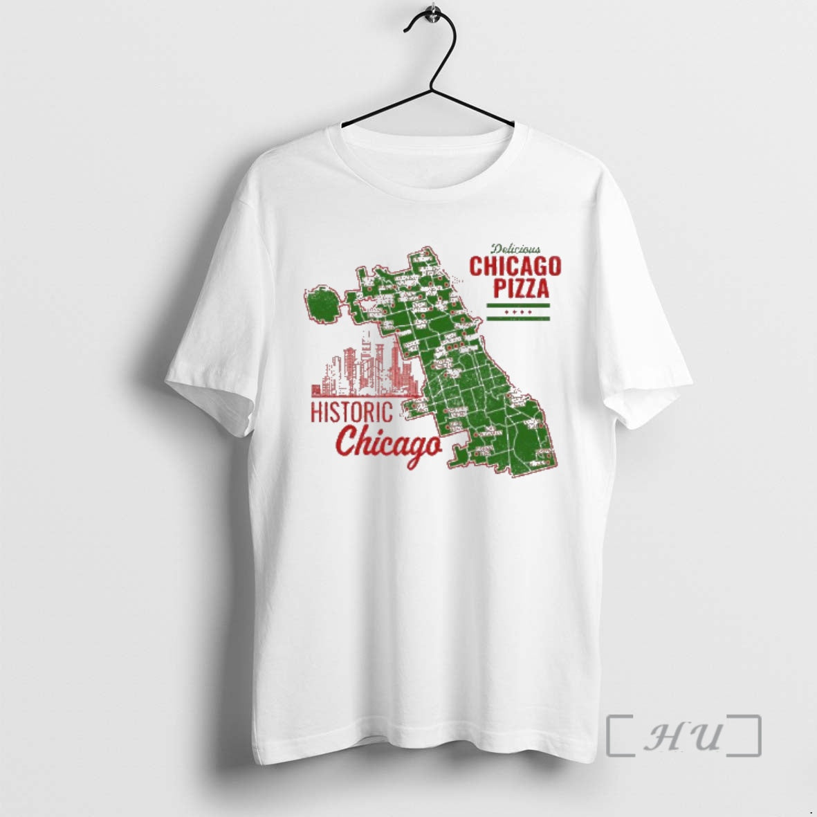 Officials Historic Delicious Chicago Pizza Map And Skyline Graphic T-Shirts, Hoodie, Sweatshirt | HypeDripTees.com