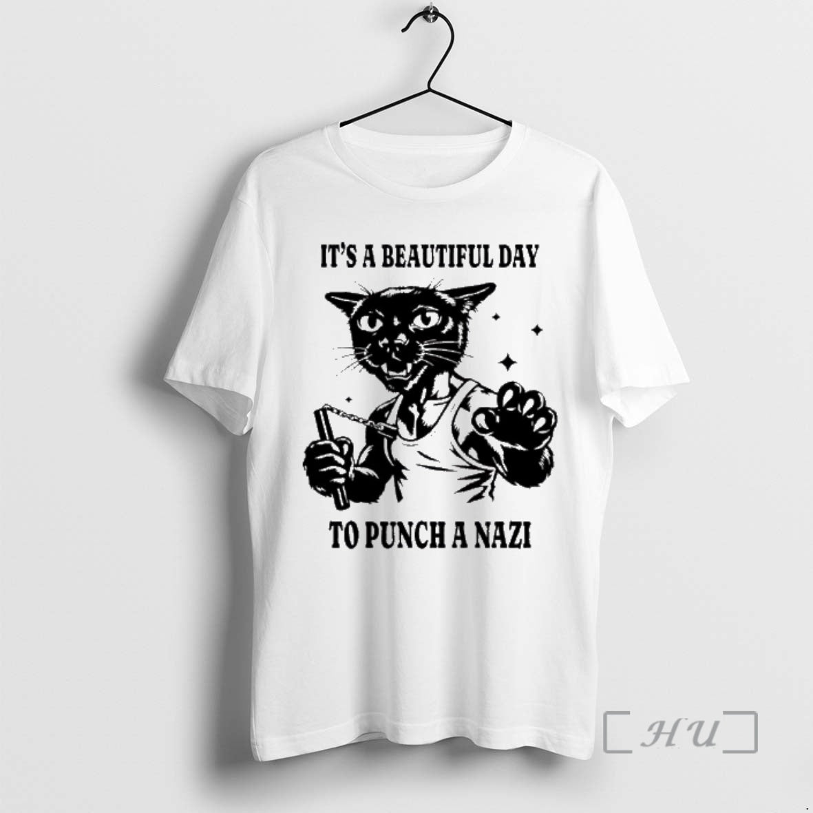 Officials Its A Beautiful Day To Punch A Nazi Cat T-Shirts, Hoodie, Sweatshirt | HypeDripTees.com