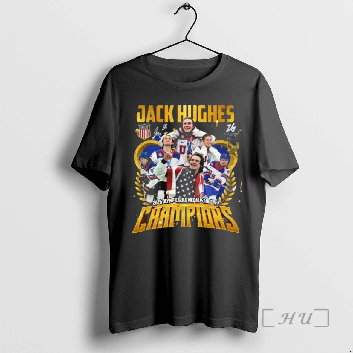 Officials Jack Hughes 2026 Olympic Gold Medalist Hockey Champions T-Shirts, Hoodie, Sweatshirt | HypeDripTees.com