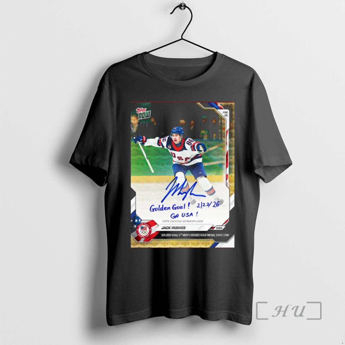 Officials Jack Hughes 2026 Winter Olympic Gold Medal Game Topps Now Premium T Shirts Sweater Hoodie, Sweatshirt