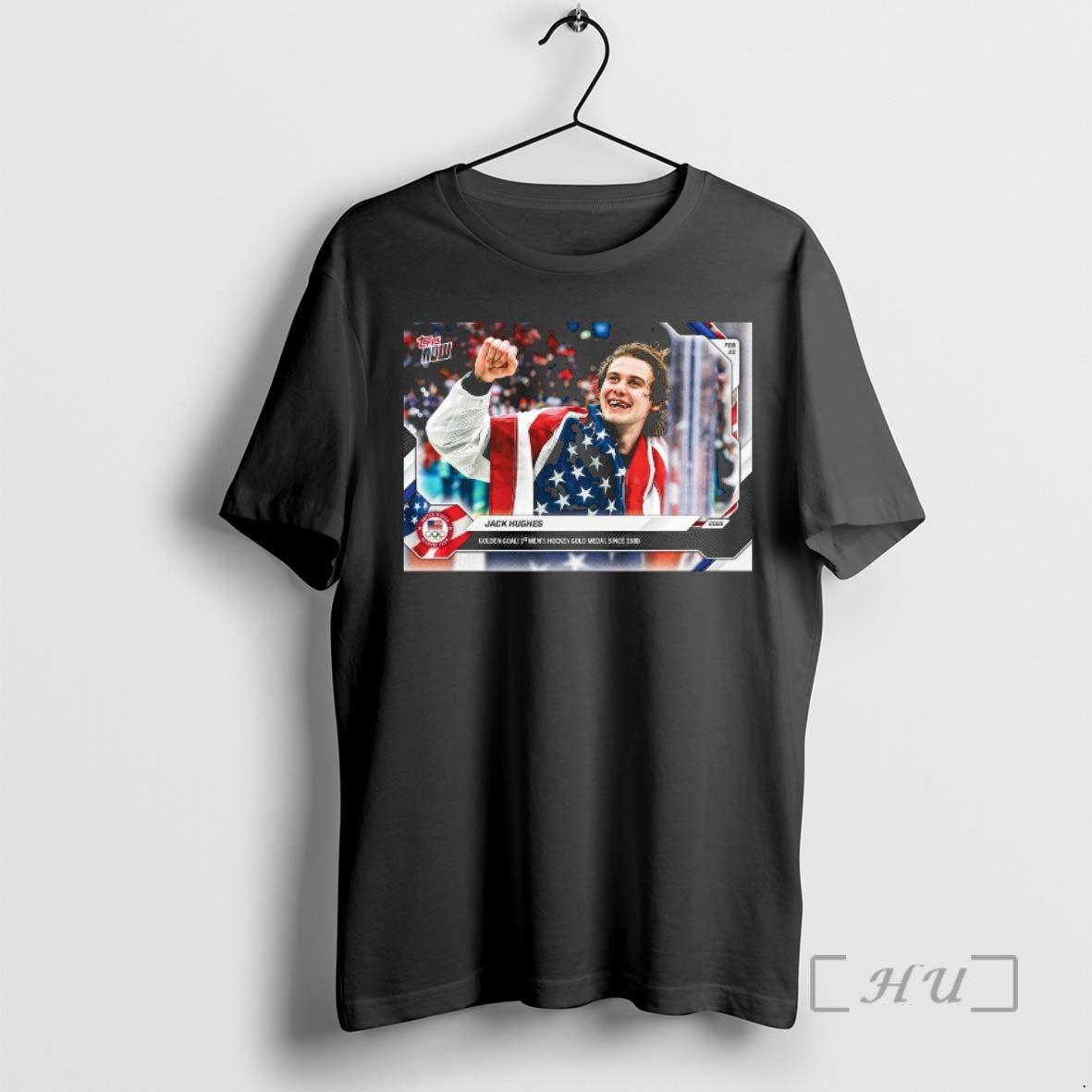 Officials Jack Hughes Golden Goal 1st Mens Hockey Gold Medal Since 1980 Topps Premium T-Shirts, Hoodie, Sweatshirt