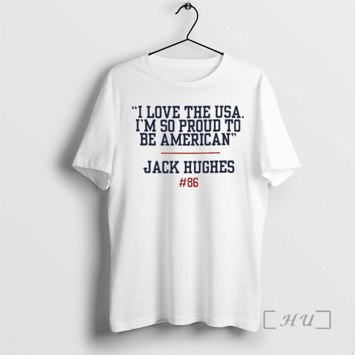 Officials Jack Hughes I Love The Usa Im So Proud To Be American Premium T-Shirts, Hoodie, Sweatshirt | HypeDripTees.com