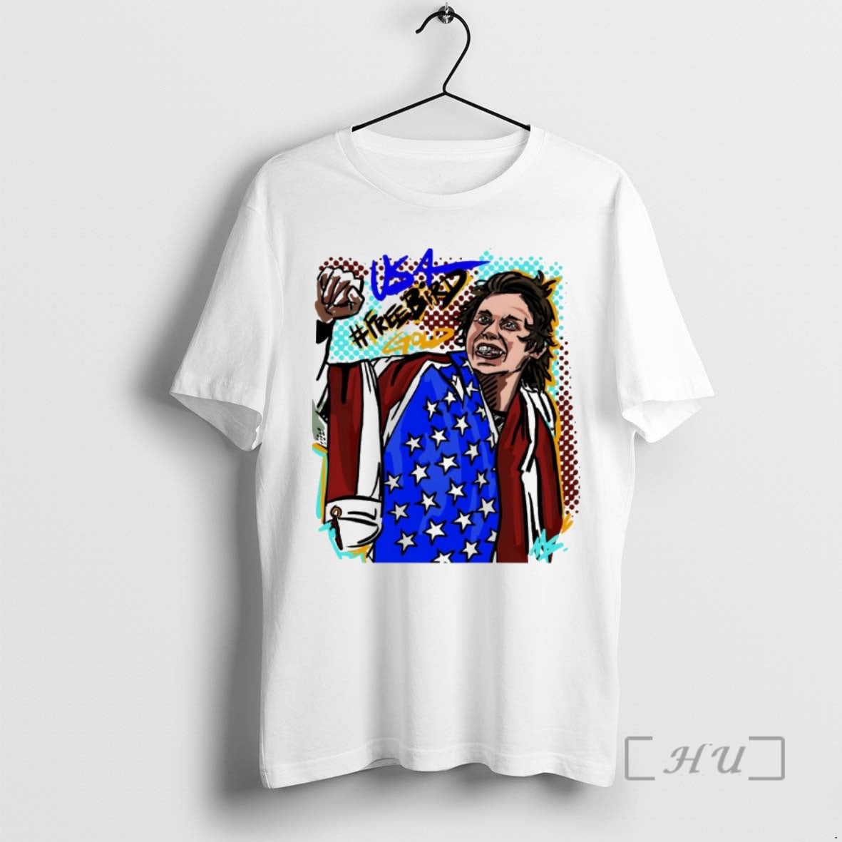 Officials Jack Hughes Golden Goal Teeth Usa Hockey Freebird Gold Olympic 2026 Art Premium T-Shirts, Hoodie, Sweatshirt