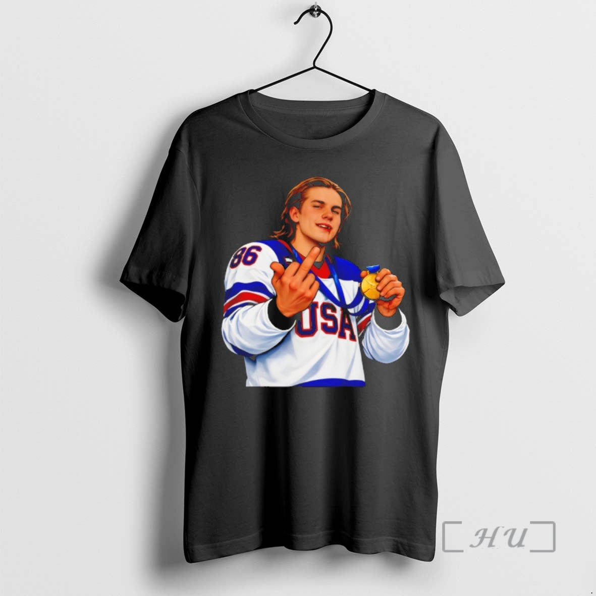 Officials Jack Hughes Middle Finger Usa Hockey Olympic 2026 Milano Cortina Premium T Shirts Sweater Hoodie, Sweatshirt