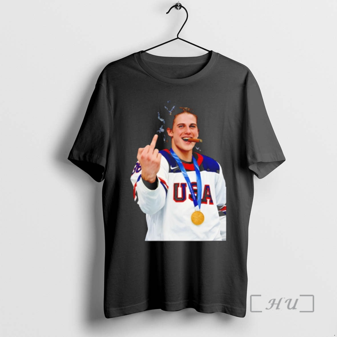 Officials Jack Hughes Smoking Gold Medal Usa Hockey Champions Olympic 2026 Premium T Shirts Sweater Hoodie, Sweatshirt