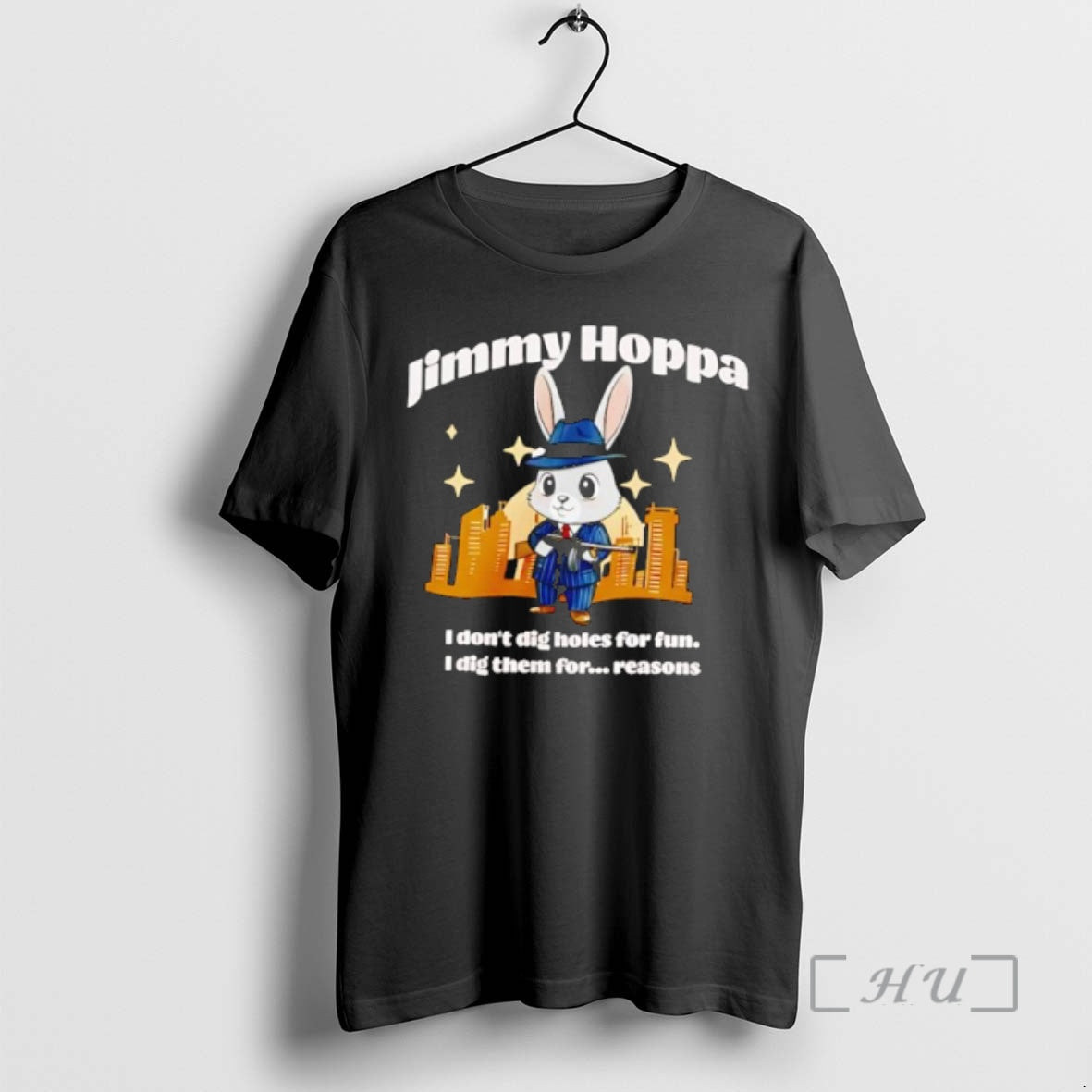 Officials Jimmy Hoppa Bunny Mobster I Dont Dig Holes For Fun Premium T Shirts Sweater Hoodie, Sweatshirt | HypeDripTees.com
