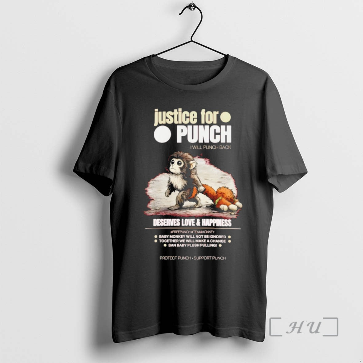 Officials Justice For Baby Monkey Punch I Will Punch Back Deserves Love And Happiness Premium T-Shirts, Hoodie, Sweatshirt
