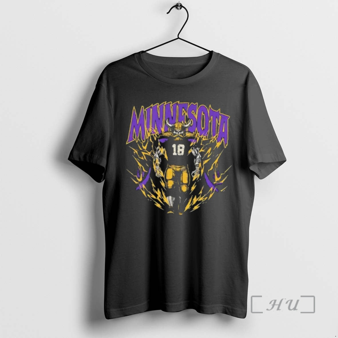 Officials Minnesota Vikings Skull Warrior Number 18 Lightning Graphic T-Shirts, Hoodie, Sweatshirt | HypeDripTees.com