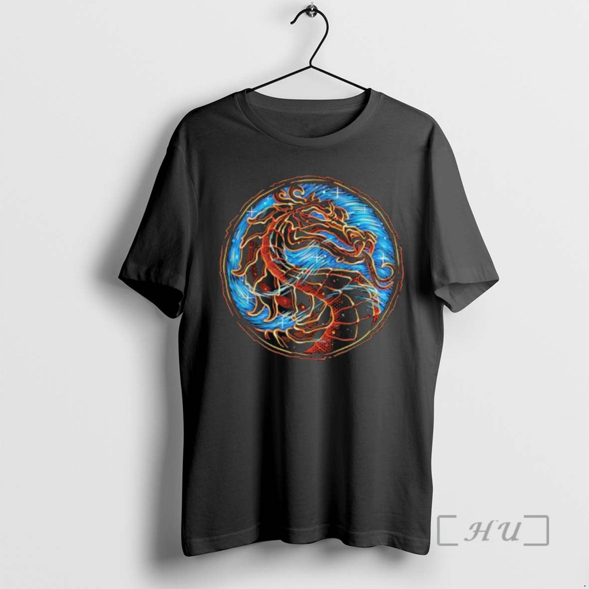 Officials Mortal Kombat Dragon Logo Blue Fire Circle Graphic T-Shirts, Hoodie, Sweatshirt | HypeDripTees.com