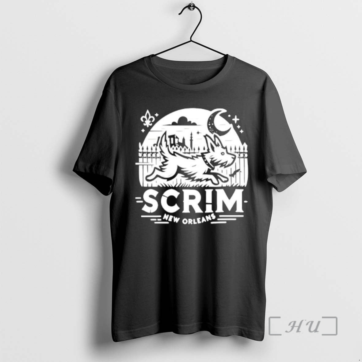 Officials New Orleans Scrim Houdini Hound Live Free Or Bark Trying Moonlit Skyline Premium T-Shirts, Hoodie, Sweatshirt